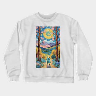 Starry Night Rendezvous: Van Gogh-Inspired Landscape with Romantic Couple Crewneck Sweatshirt